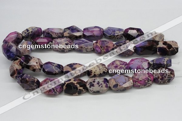 CDT39 15.5 inches 20*25mm faceted nuggets dyed aqua terra jasper beads