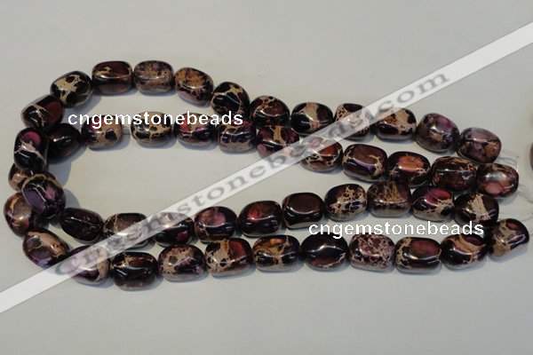 CDT395 15.5 inches 12*16mm nugget dyed aqua terra jasper beads