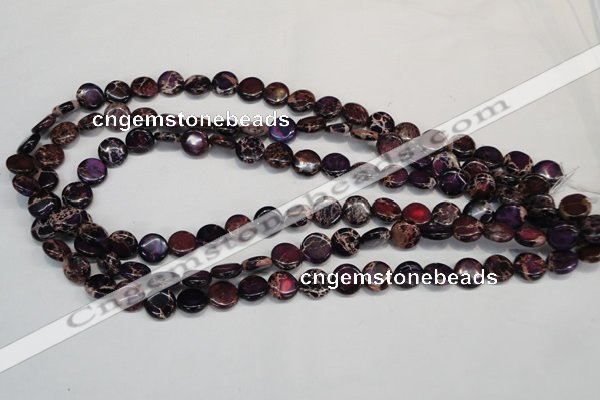 CDT405 15.5 inches 10mm flat round dyed aqua terra jasper beads