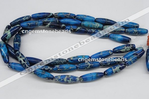 CDT48 15.5 inches 10*30mm rice dyed aqua terra jasper beads