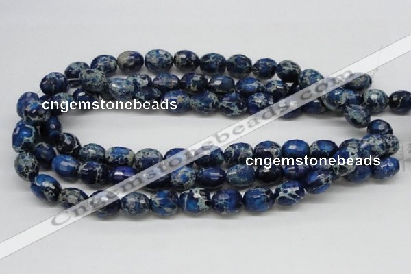 CDT49 15.5 inches 12*15mm faceted egg-shaped dyed aqua terra jasper beads