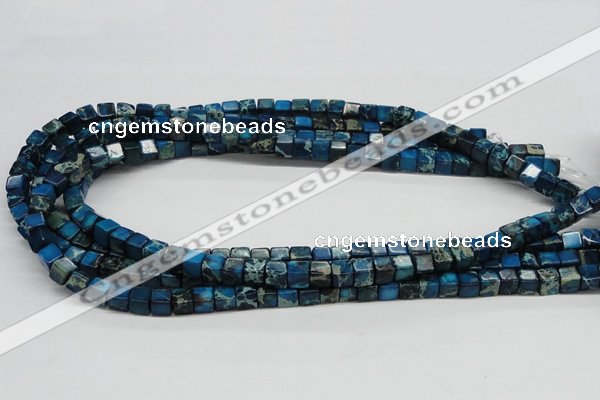 CDT52 15.5 inches 6*6mm cube dyed aqua terra jasper beads wholesale