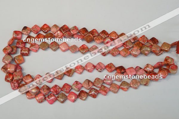 CDT568 15.5 inches 10*10mm diamond dyed aqua terra jasper beads