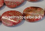 CDT575 15.5 inches 18*25mm twisted oval dyed aqua terra jasper beads