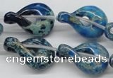 CDT66 15.5 inches 20*30mm petal shaped dyed aqua terra jasper beads