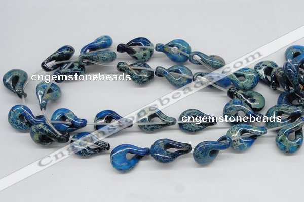 CDT66 15.5 inches 20*30mm petal shaped dyed aqua terra jasper beads