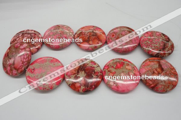 CDT661 15.5 inches 40mm flat round dyed aqua terra jasper beads