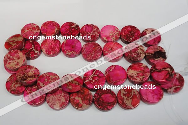 CDT665 15.5 inches 25mm coin dyed aqua terra jasper beads