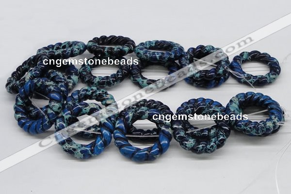 CDT67 15.5 inches 40mm donut shaped dyed aqua terra jasper beads