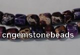 CDT705 15.5 inches 6*8mm nuggets dyed aqua terra jasper beads