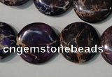 CDT707 15.5 inches 20mm flat round dyed aqua terra jasper beads