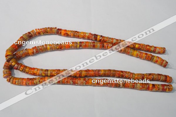 CDT734 15.5 inches 3*8mm heishi dyed aqua terra jasper beads