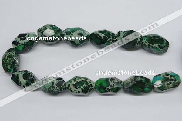 CDT80 15.5 inches 20*30mm faceted nuggets dyed aqua terra jasper beads