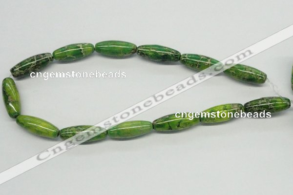 CDT89 15.5 inches 12*30mm rice dyed aqua terra jasper beads