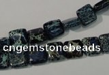 CDT901 15.5 inches 8*8mm square dyed aqua terra jasper beads