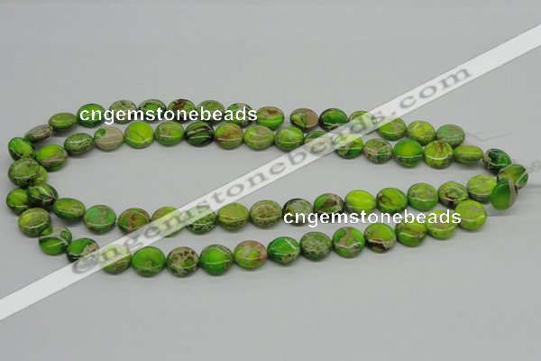 CDT91 15.5 inches 12mm flat round dyed aqua terra jasper beads