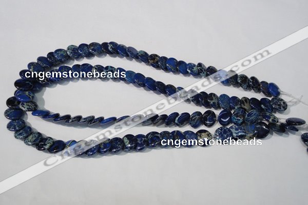 CDT911 15.5 inches 12mm flat round dyed aqua terra jasper beads