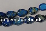 CDT915 15.5 inches 9*13mm flat teardrop dyed aqua terra jasper beads