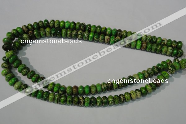 CDT927 15.5 inches 6*10mm rondelle dyed aqua terra jasper beads