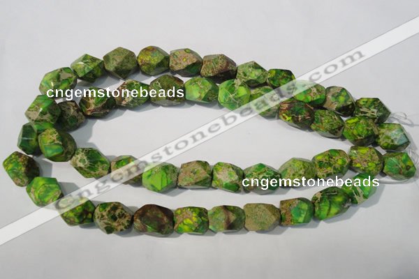 CDT932 15.5 inches 13*17mm faceted nuggets dyed aqua terra jasper beads