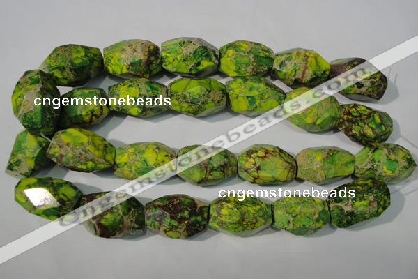 CDT933 15.5 inches 19*30mm faceted nuggets dyed aqua terra jasper beads