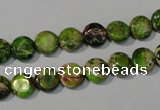 CDT935 15.5 inches 8mm flat round dyed aqua terra jasper beads