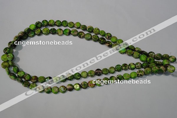 CDT935 15.5 inches 8mm flat round dyed aqua terra jasper beads