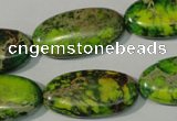 CDT941 15.5 inches 15*30mm oval dyed aqua terra jasper beads