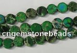 CDT970 15.5 inches 7mm flat round dyed aqua terra jasper beads