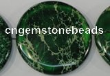 CDT977 15.5 inches 45mm flat round dyed aqua terra jasper beads