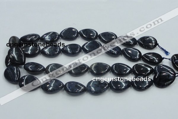 CDU03 15.5 inches 18*25mm flat teardrop natural blue dumortierite beads