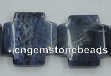 CDU05 15.5 inches 25*25mm cross natural blue dumortierite beads