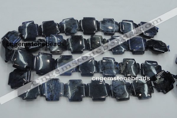 CDU05 15.5 inches 25*25mm cross natural blue dumortierite beads