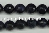 CDU112 15.5 inches 8mm faceted round blue dumortierite beads