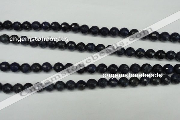 CDU112 15.5 inches 8mm faceted round blue dumortierite beads