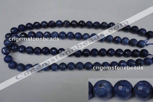 CDU113 15.5 inches 10mm faceted round blue dumortierite beads