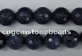 CDU114 15.5 inches 12mm faceted round blue dumortierite beads