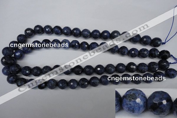 CDU114 15.5 inches 12mm faceted round blue dumortierite beads