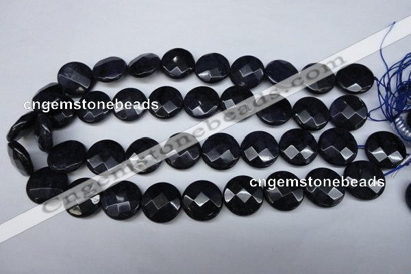 CDU126 15.5 inches 20mm faceted coin blue dumortierite beads