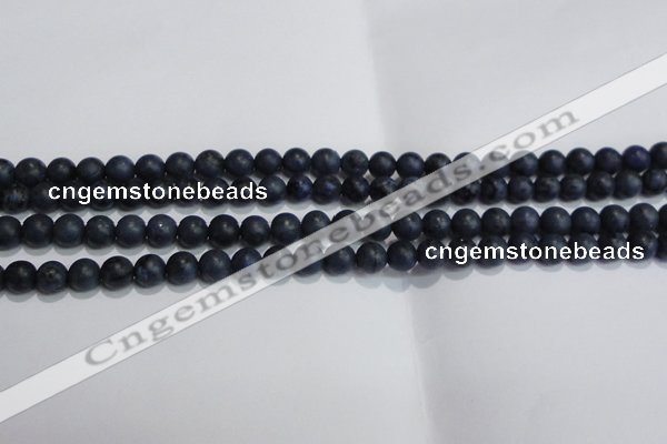 CDU201 15.5 inches 6mm round matte blue dumortierite beads