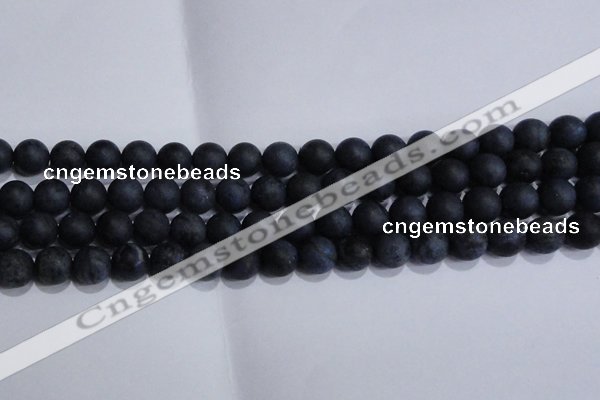 CDU204 15.5 inches 12mm round matte blue dumortierite beads