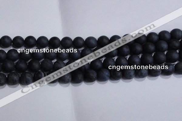 CDU205 15.5 inches 14mm round matte blue dumortierite beads