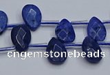 CDU219 Top drilled 8*12mm faceted flat teardrop blue dumortierite beads