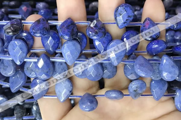 CDU223 Top drilled 10*14mm faceted briolette dumortierite beads