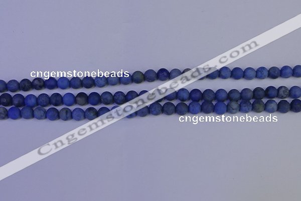 CDU301 15.5 inches 6mm round matte blue dumortierite beads