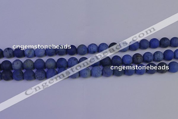 CDU303 15.5 inches 10mm round matte blue dumortierite beads