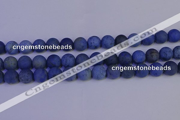 CDU305 15.5 inches 14mm round matte blue dumortierite beads