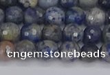 CDU309 15.5 inches 6mm faceted round blue dumortierite beads