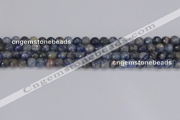 CDU309 15.5 inches 6mm faceted round blue dumortierite beads