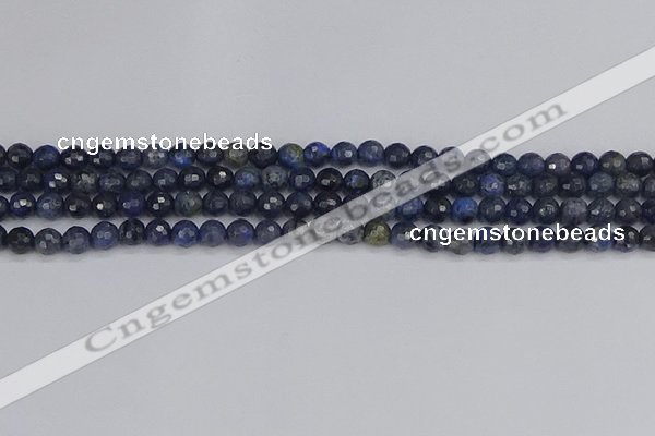 CDU315 15.5 inches 4mm faceted round blue dumortierite beads